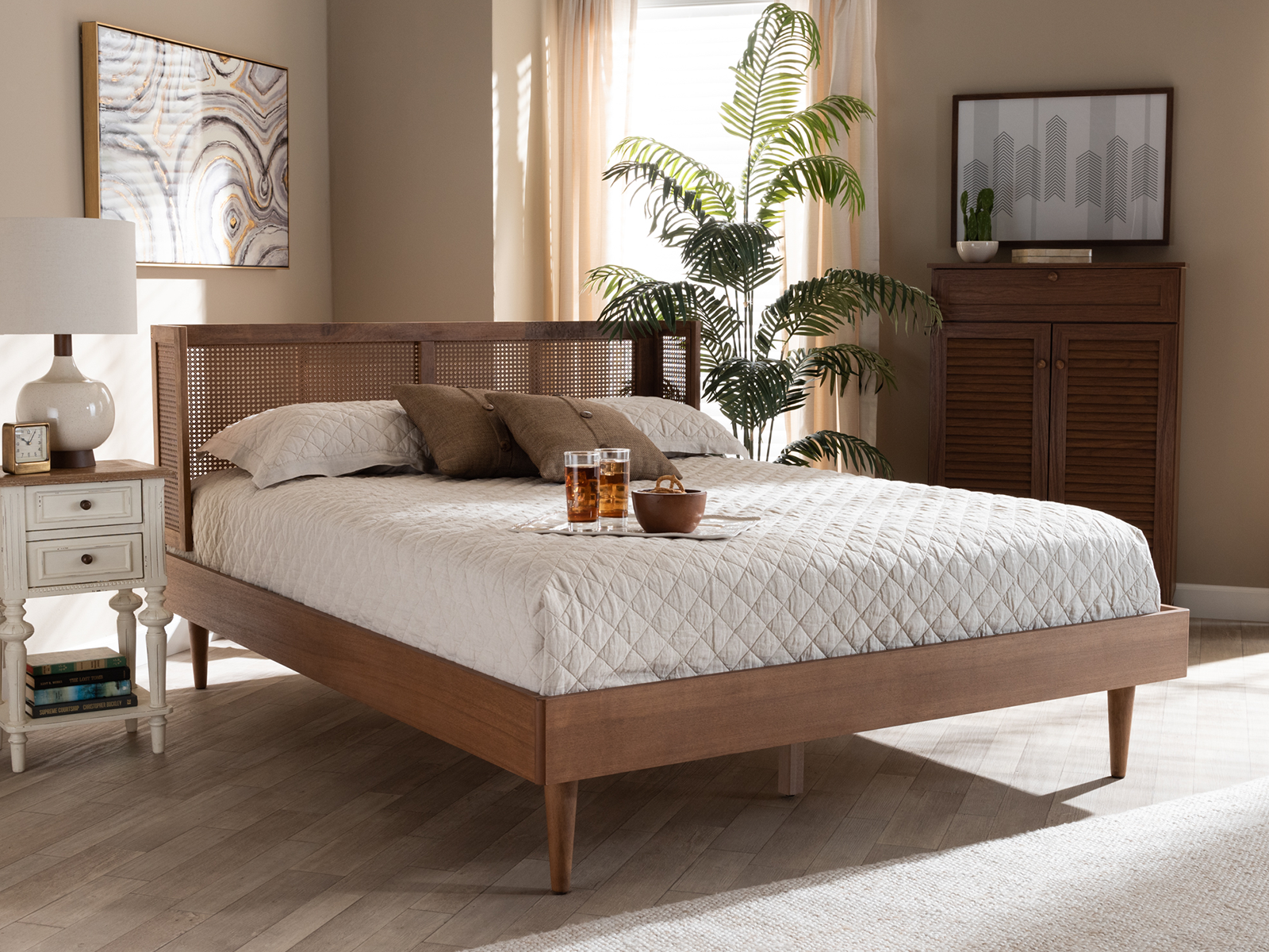 V000259525 Baxton Studio Wood Platform Bed | Queen | Wrap-Aro sku V000259525